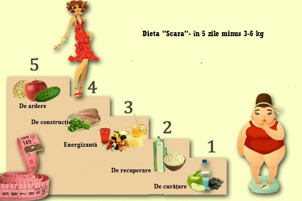Super-eficienta dietă “Scara”: 5 zile – 5 trepte. Rezultatul este vizibil cu ochiul liber!